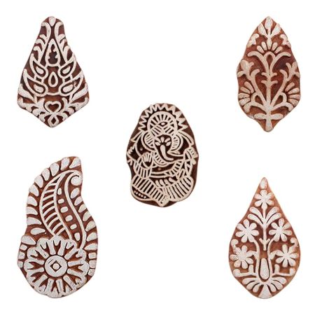 Set of 5 Piece New Mix Wooden Printing Blocks